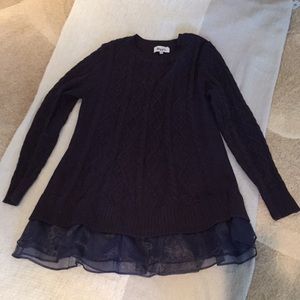 Beautiful Navy Sweater with ruffle!
